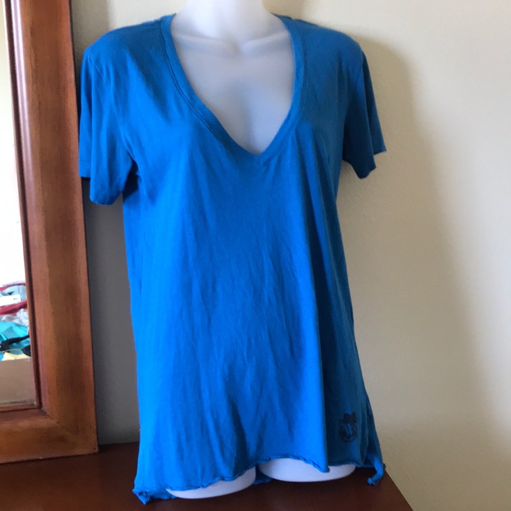 Wildfox blue basic essential V Neck t shirt S NWT